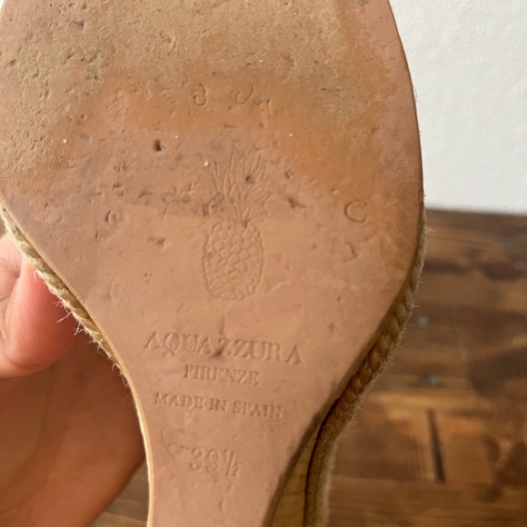 Aquazurra Amazon Leather Lace Up Wedge Sandals 9.5/ 39.5 - Picture 9 of 11
